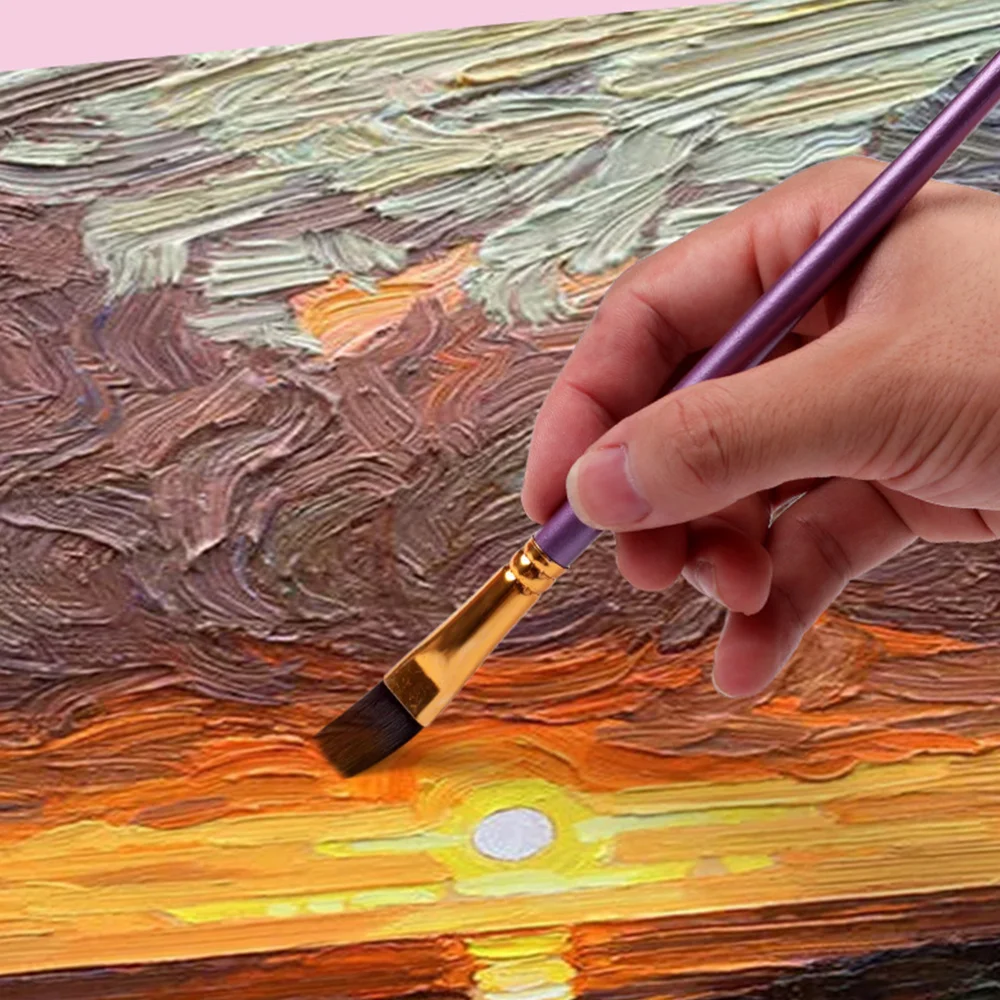 

10PCS Purple Handle Painting Brush Watercolor Oil Painting Brush Set (Violet)