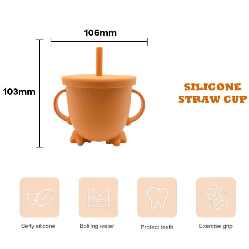 

2Pc/Set Silicone Baby Bibs And Baby Trainer Cup High Quality Silicone BPA-Free Soft Waterproof Portable Tableware For Children