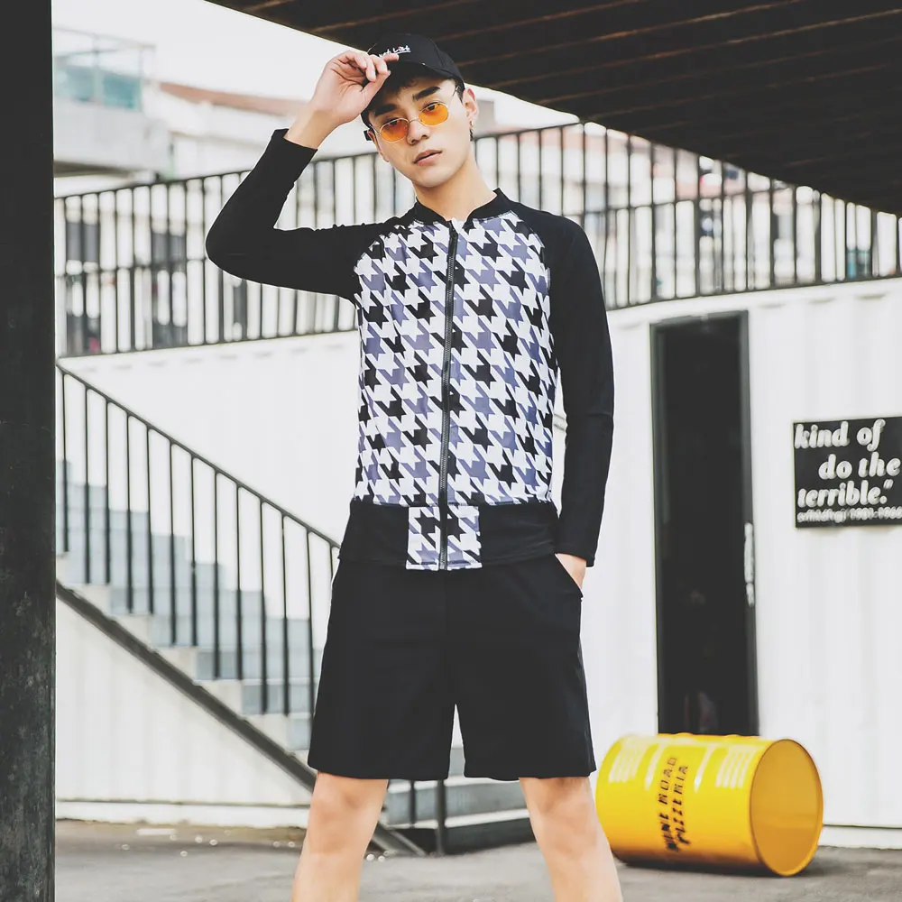 Мужская UPF 50 + молния спереди с длинным рукавом рубашка и шорты из двух частей