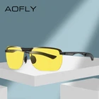 AOFLY поляризационные солнцезащитные очки, мужские Модные полуоправы, весенние шарнирные дизайнерские желтые солнцезащитные очки, мужские очки для вождения, рыбалки, UV400