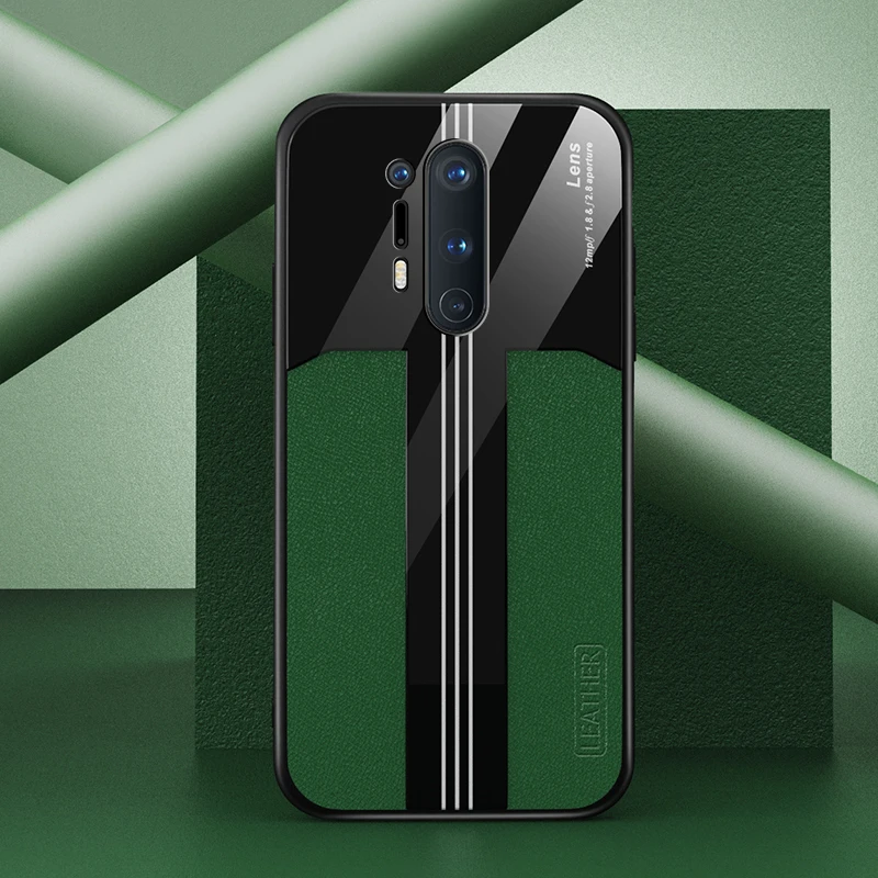 

luxury Genuine Leather Back Phone Cover Case For One Plus 8 Pro Case Shockproof Glass mirror Cover For One Plus 7 7T Pro Case