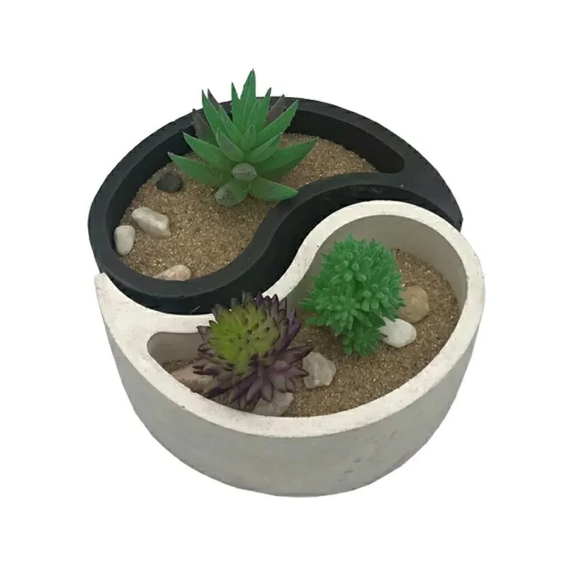 

Tai Chi Yin Yang Eight Diagrams Cement Model Mould Concrete Tabletop Composite Flowerpot Succulent Plant Cement Pot Vase