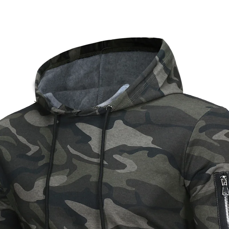 

Mens Hoodies Casual Fleece Men Sweatshirt Autumn Camouflage Printed Loose Long-Sleeved Coat