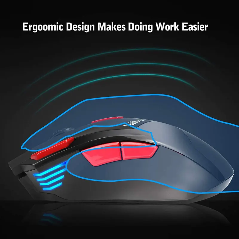 Беспроводная игровая мышь ZoeRax 6000 DPI RGB с 7 программируемыми кнопками встроенная