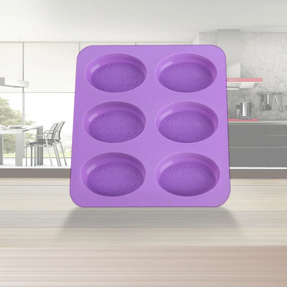 

1 Pcs 6 Cavity Oval Silicone Soap Mold For Handmade Craft DIY Pastry Making Tool Fondant Cake Decorating Kitchen Baking Supplies
