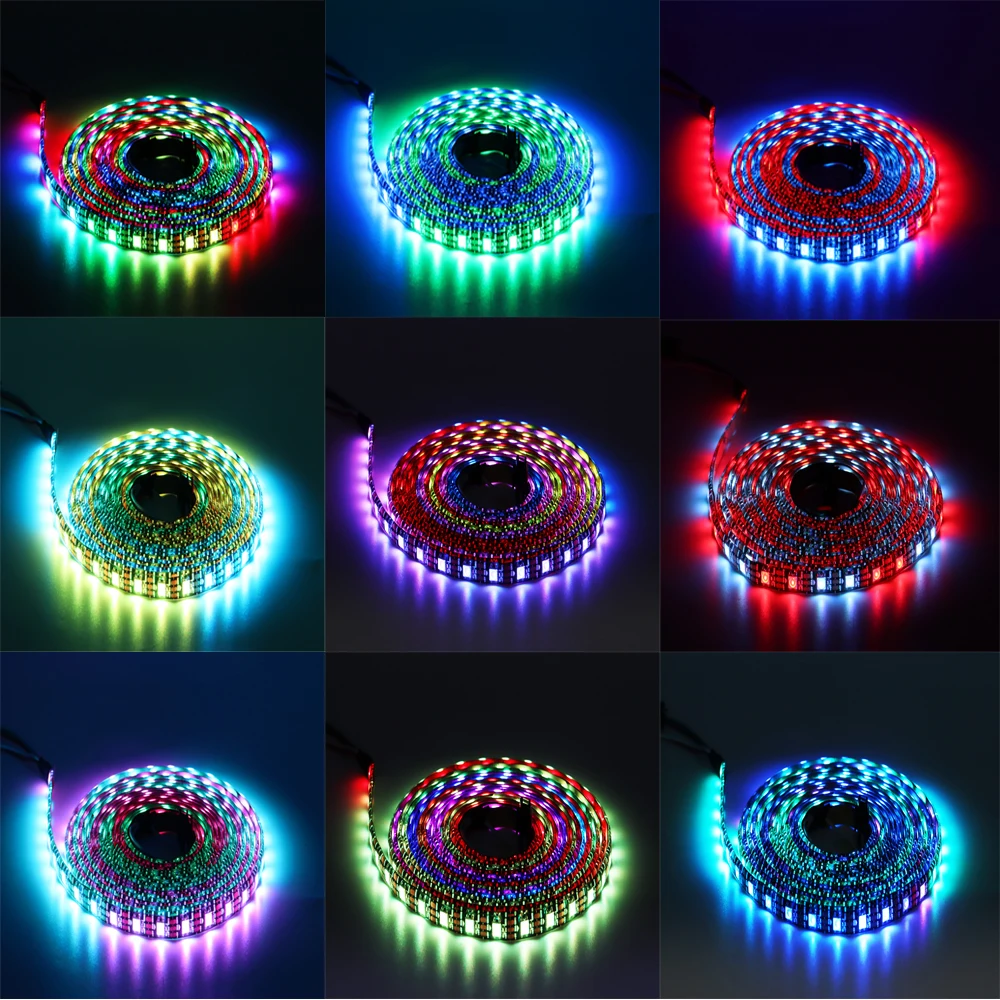 WS2812B WS2812 Led Strip Individually Addressable Smart RGB Black/White PCB Waterproof IP30/65/67 1-5M DC5V | Освещение