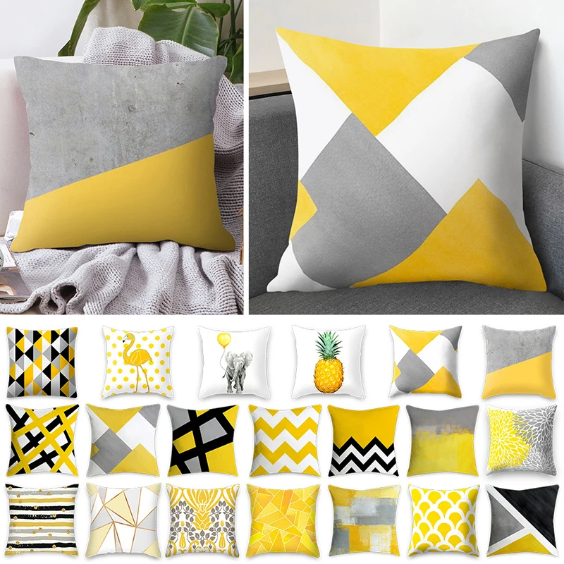 

Pineapple Leaf Yellow style plush fabric pillow cover Soft fabric,simple and brief home decorative pillowcase 45*45cm