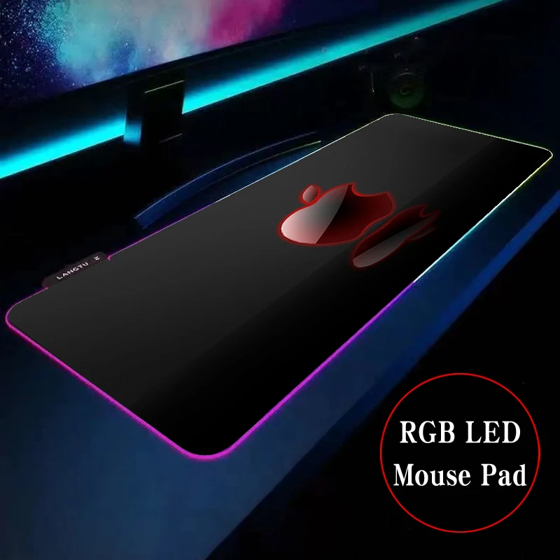 

Apple pattern design Anime RGB Gaming Mouse Pad Gamer Keyboard Desk Non-slip Rubber LED Mouse Mat