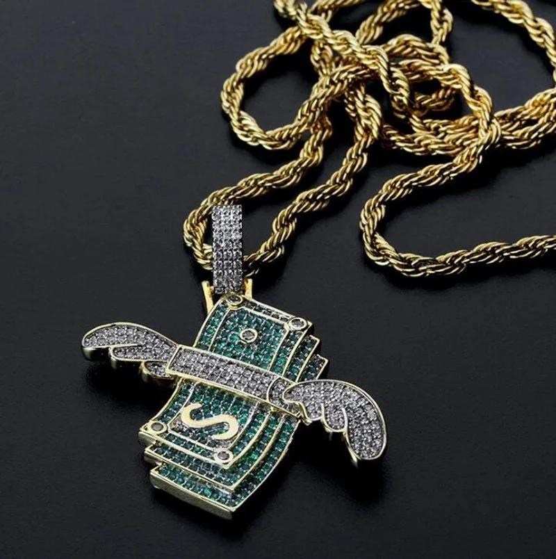 Ожерелье в стиле хип-хоп с крыльями летающее искусственное ожерелье модное