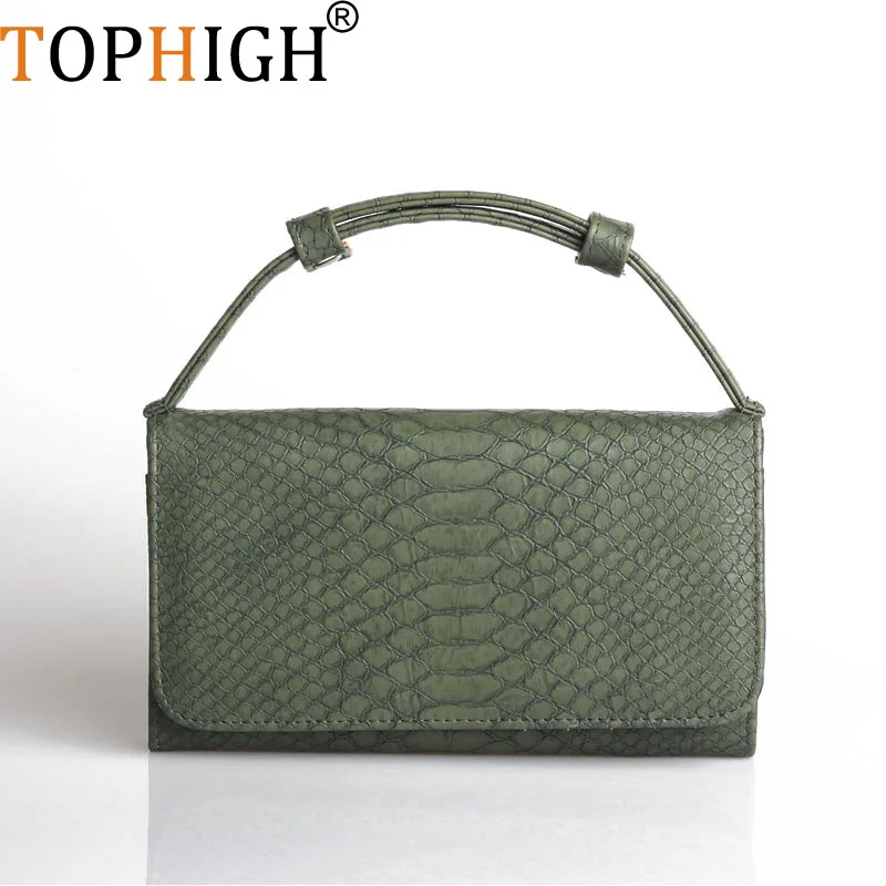 TOPHIGH зеленый клатч из натуральной кожи питона новые модные сумки-мессенджеры