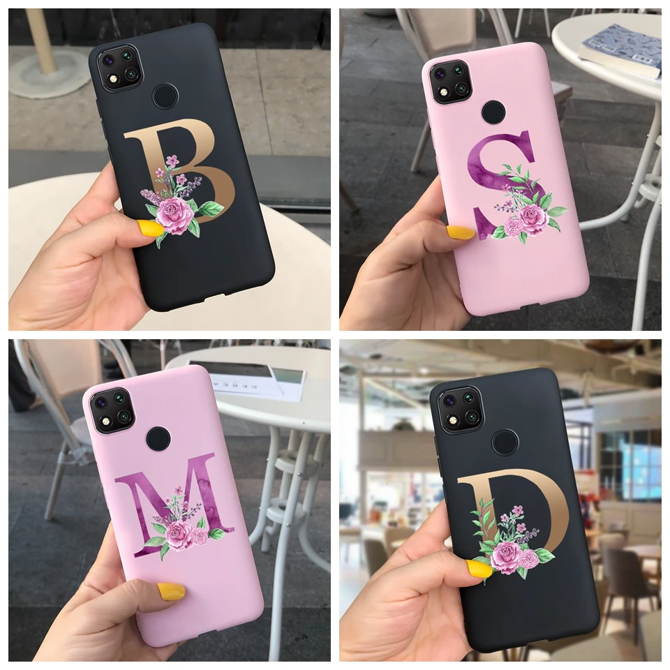

26 Letter Soft Silicone Back Cover For Apple iPhone 7 8 7 Plus 8 Plus Rose Flower Phone Case For iPhone 8plus 7plus 8 7 Coque