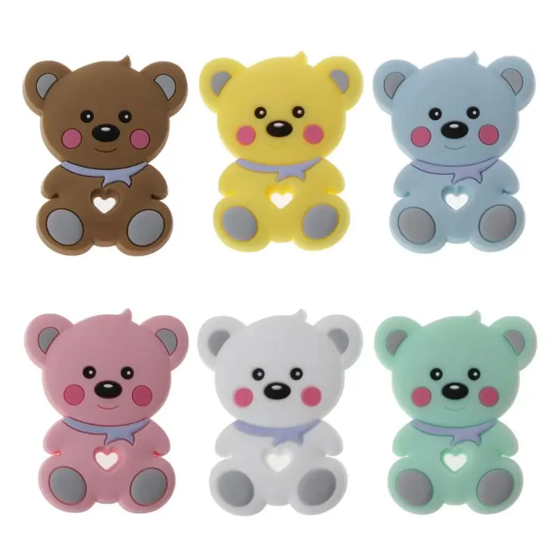 

Silicone Teether Pendant Bear Baby Teether BPA Free Chewable Teething Chew Toys Q1FE