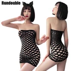 Сексуальная Женская сетчатая юбка, ажурное эластичное мини-платье, нижнее белье, привлекательная Сумочка, высокая ночная рубашка, сексуальная одежда для сна