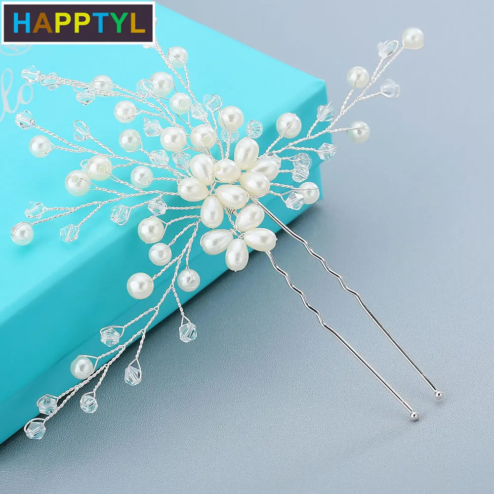 HAPPTYL ручной работы свадебные заколки для волос кристаллы девушек свадебной