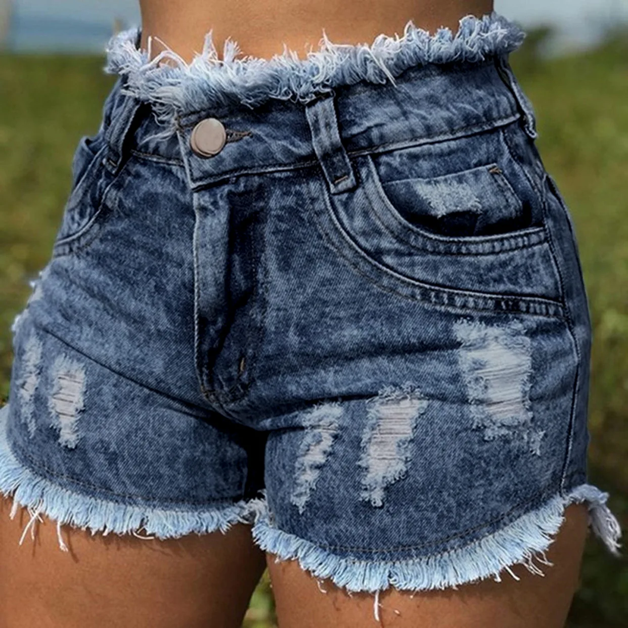 Однотонные Модные женские шорты джинсы для офиса сексуальные летние джинсовые с