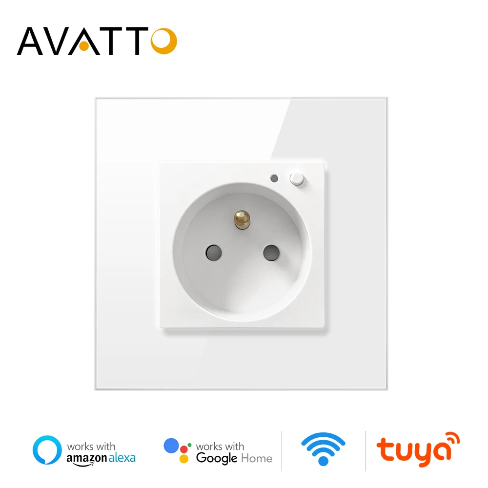 Умная настенная розетка AVATTO с Wi-Fi 16 А стеклянная панель для