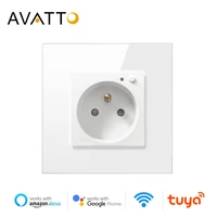 avatto wifi smart wall 16a socketfrencheuuk glass panel outlet tuya smart life remote controlworks with alexa google home