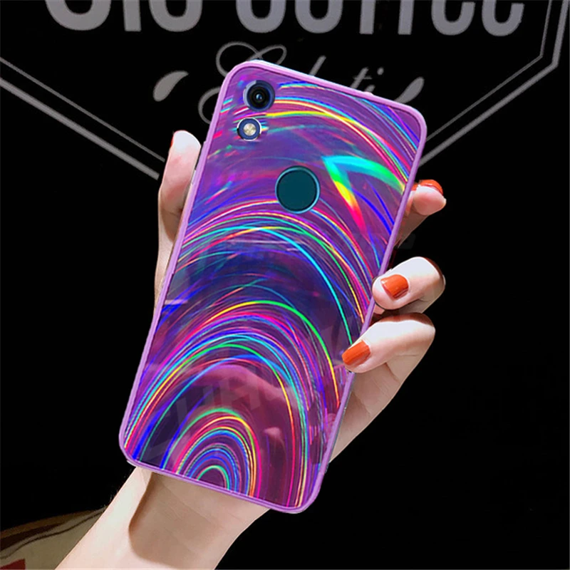 For Huawei Honor 8A Prime Case Glitter 3D Rainbow Mirror Soft Phone Cases On for JAT-LX1 8 A Bling Back Cover | Мобильные телефоны