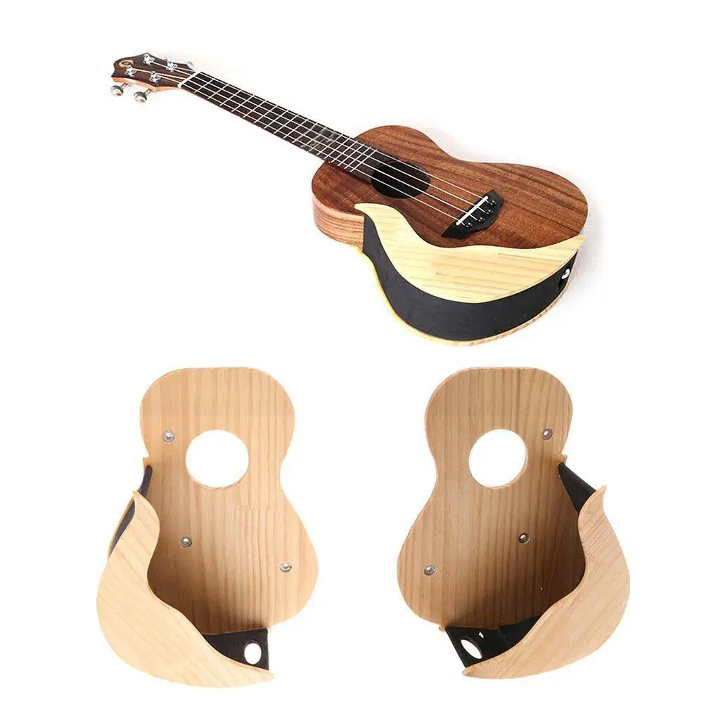 

Guitar Stand Wooden Wall Mount Holder Ukulele Stand Support Left Right Wall Shelf on For Hawaiian Guitar Display Bracket Rack