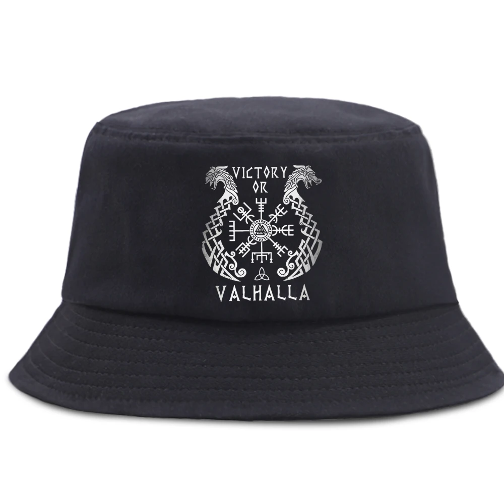

Victory Of Valhalla Bucket Hats Unisex Foldable Vikings Fisherman Hat Cotton Women Panama Cap Men Outdoor Vacation Beach Sun Cap