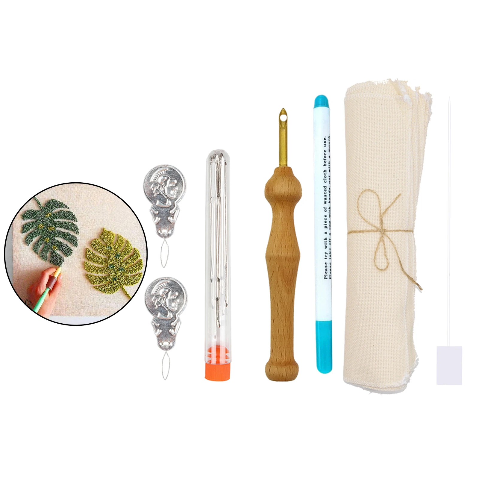 7 шт. набор игл для вышивания с деревянной ручкой|Швейные инструменты и
