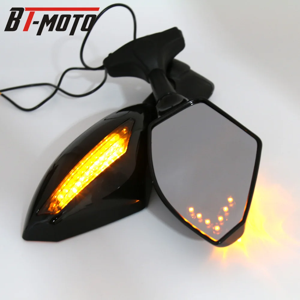 Зеркало заднего вида мотоциклетное со светодиодной подсветкой 1 пара|Боковые