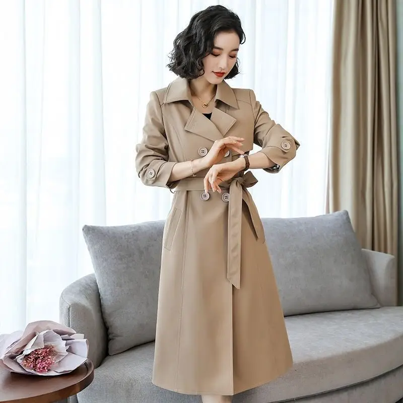 

Women 2020 Autumn Winter Vintage Overcoat Female Windbreakers Fashion Casual Trench Coat Sashes Double- Breasted Outwear G767