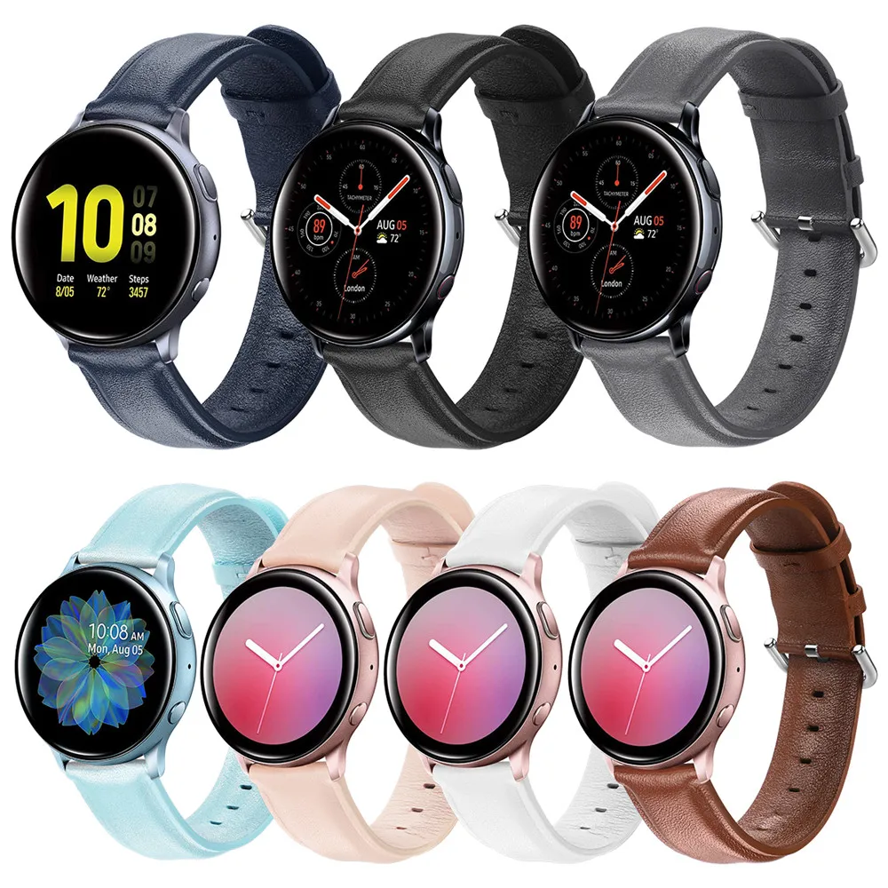 Ремешок из натуральной кожи для Samsung Galaxy Watch 42 мм 46 Active 2 Gear S3 браслет Huawei GT 20 22