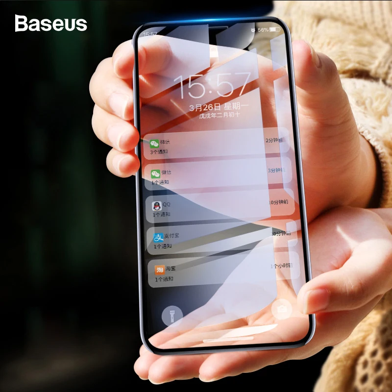 Защитная пленка Baseus для iPhone X XS, 0,2 мм, 9 H, закаленное стекло для iPhone X S, ультратонкое 6D, полное покрытие, переднее защитное стекло