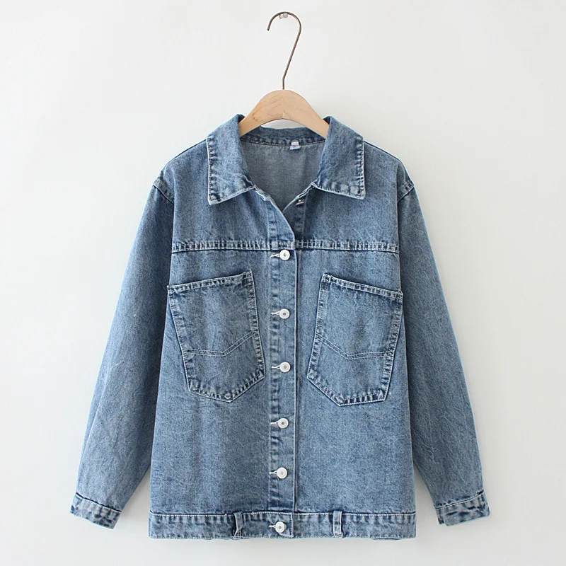 Повседневная джинсовая куртка размера плюс 2019 осенняя одежда модные свободные