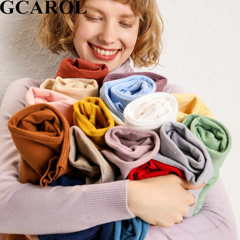 GCAROL, новинка, женский свитер из 30% шерсти, водолазка, Осень-зима, джемпер, вязаный, базовый пуловер, Одноцветный, OL, Женский вязаный Топ