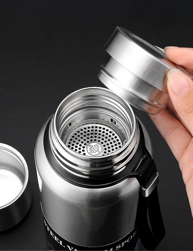 

Russian Outdoor Thermos Bottle 1 Liter Large Thermos Flask for Tea Coffee Vacuum Flask Military Style Thermos Cup with Rope New