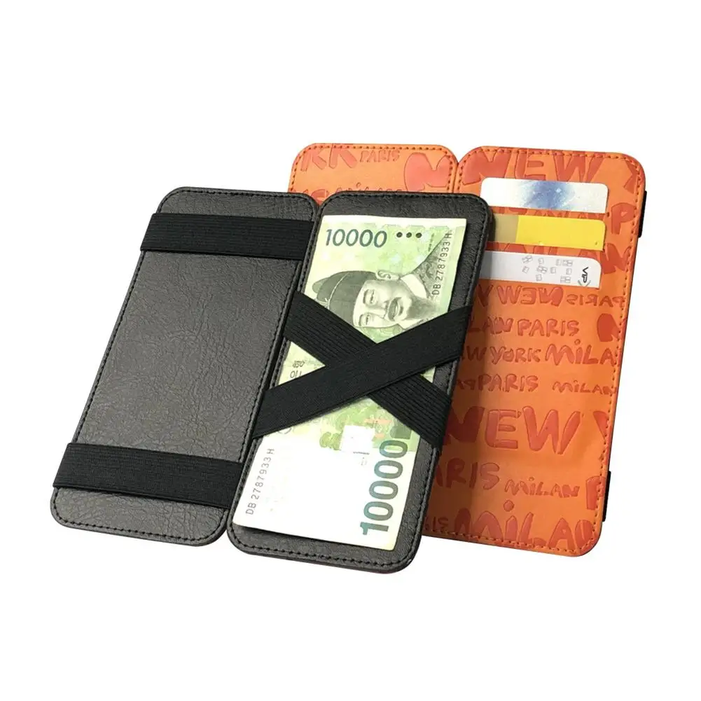 

Unisex Letter Print Faux Leather Money Cash Clip Wallet ID Credit Card Holder Long Coin Purse Card Holders Carteras