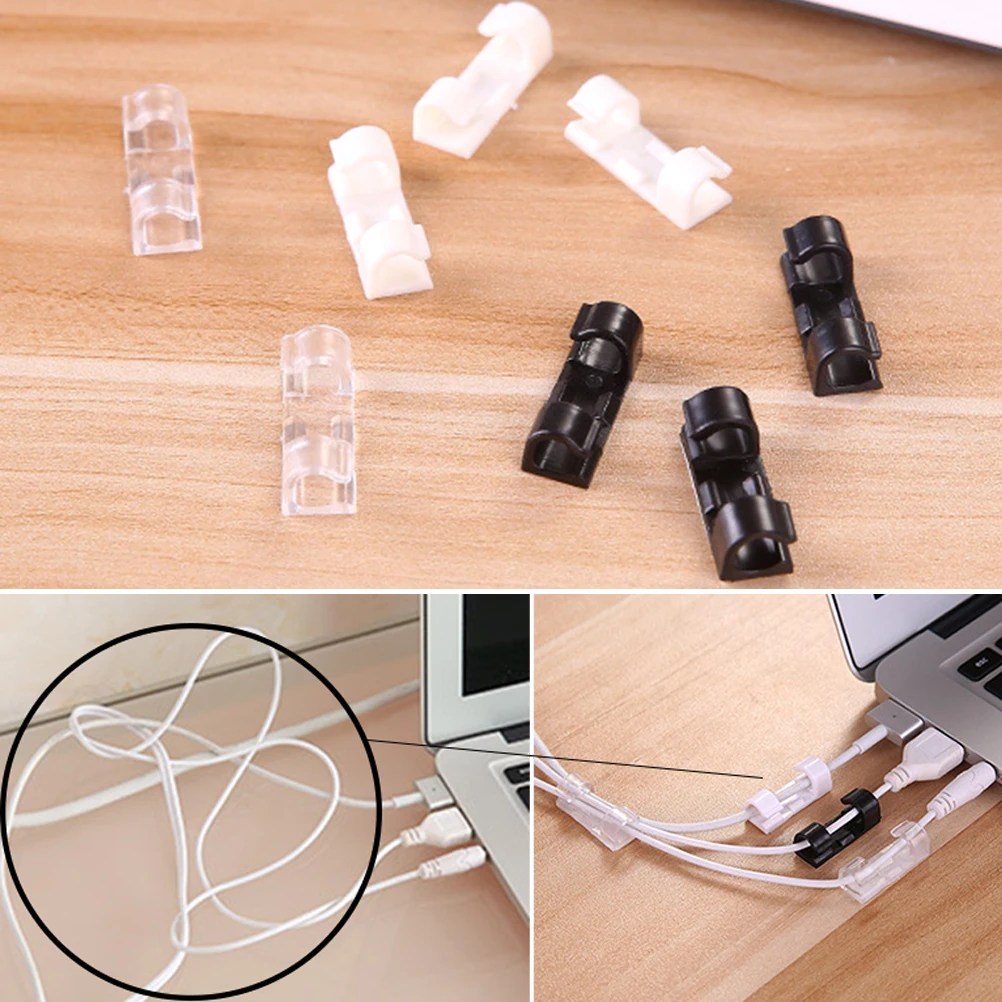 20PCS Tidy Organiser Wire Cord Lead USB Charger Holder Organizer Cable Drop Clip Desk 3 Color | Обустройство дома