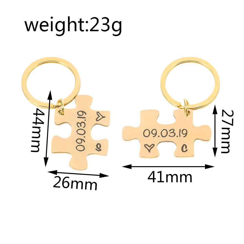Пара пазлов из нержавеющей стали на заказ Брелки для пар друзей специальные