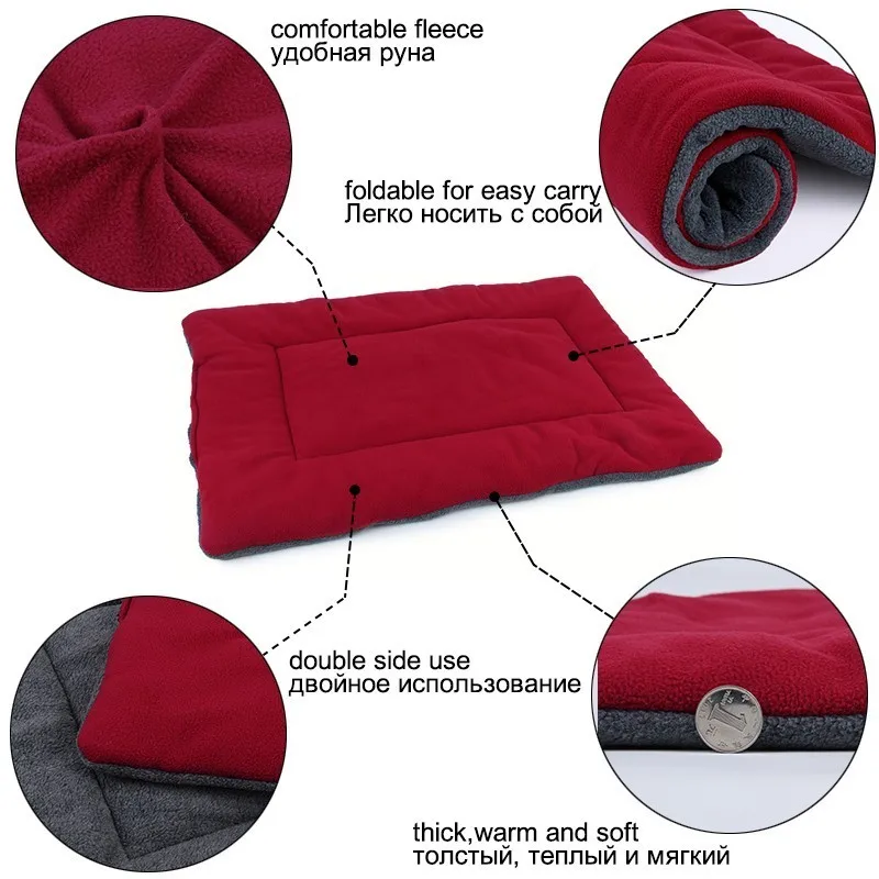 Soft Dog Bed Mat Pet Cushion House for Cats Warm Blanket Solid Fleece Lounger Small Medium Large Dogs Products | Дом и сад