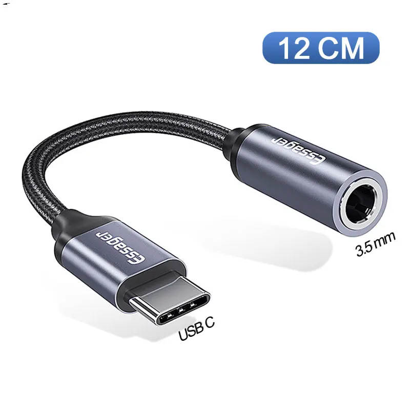 Essager Тип c до 3,5 мм разъем для наушников адаптер USB C до 3,5 мм аудио Aux кабель для huawei P30 P20 Pro Xiaomi Mi 9 8 Oneplus 7 7t - Цвет: Dark Gray