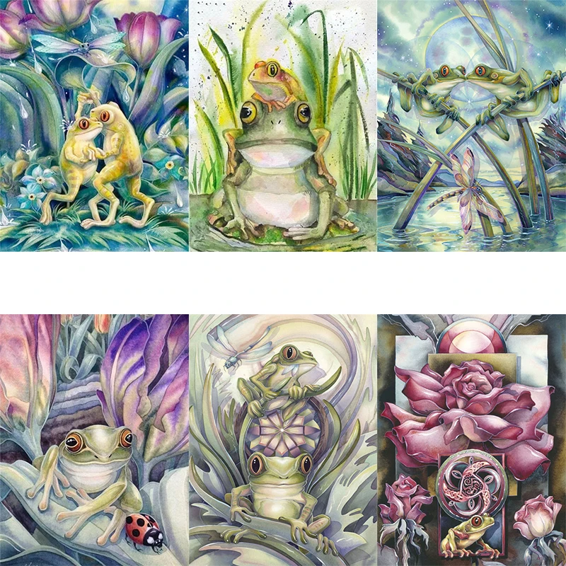 AMTMBS картина по номерам животных лягушка рисунок на холсте маслом вручную Краски