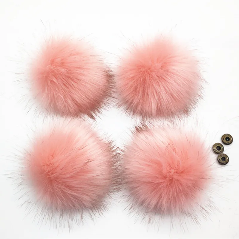 12cm colorful pompoms with snaps New winter artificial fur poms for knitted beanies cap hats shoes men's skullies & beanies