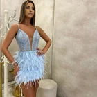 Женское мини-платье с бисером и перьями, платье для выпускного вечера, коктейльные платья, одежда для клубной вечеринки