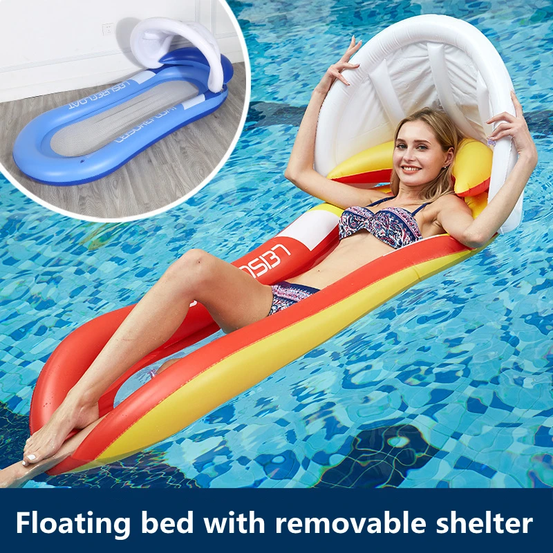 Bañera Suntan, cama flotante inflable, hamaca de agua, piscina portátil para fiesta en la playa, Mar al aire libre, con dosel a prueba de sol