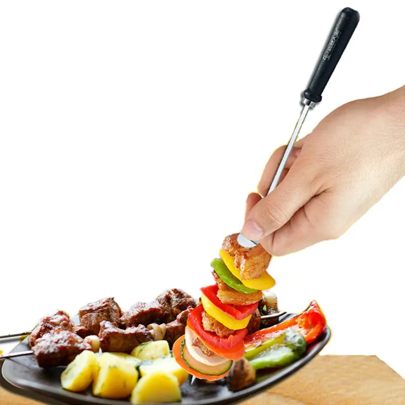 6 шт. Деревянные Шпажки для барбекю с Еда кольцо удаления Портативный