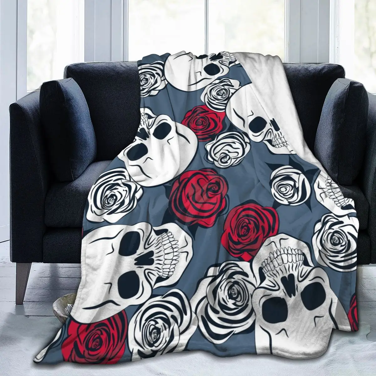 

Floral Skull Design Soft Blankets For Bed Couch Sofa All Season Warm Flower Fleece Blanket Dropship Wholesale Flannel Throws