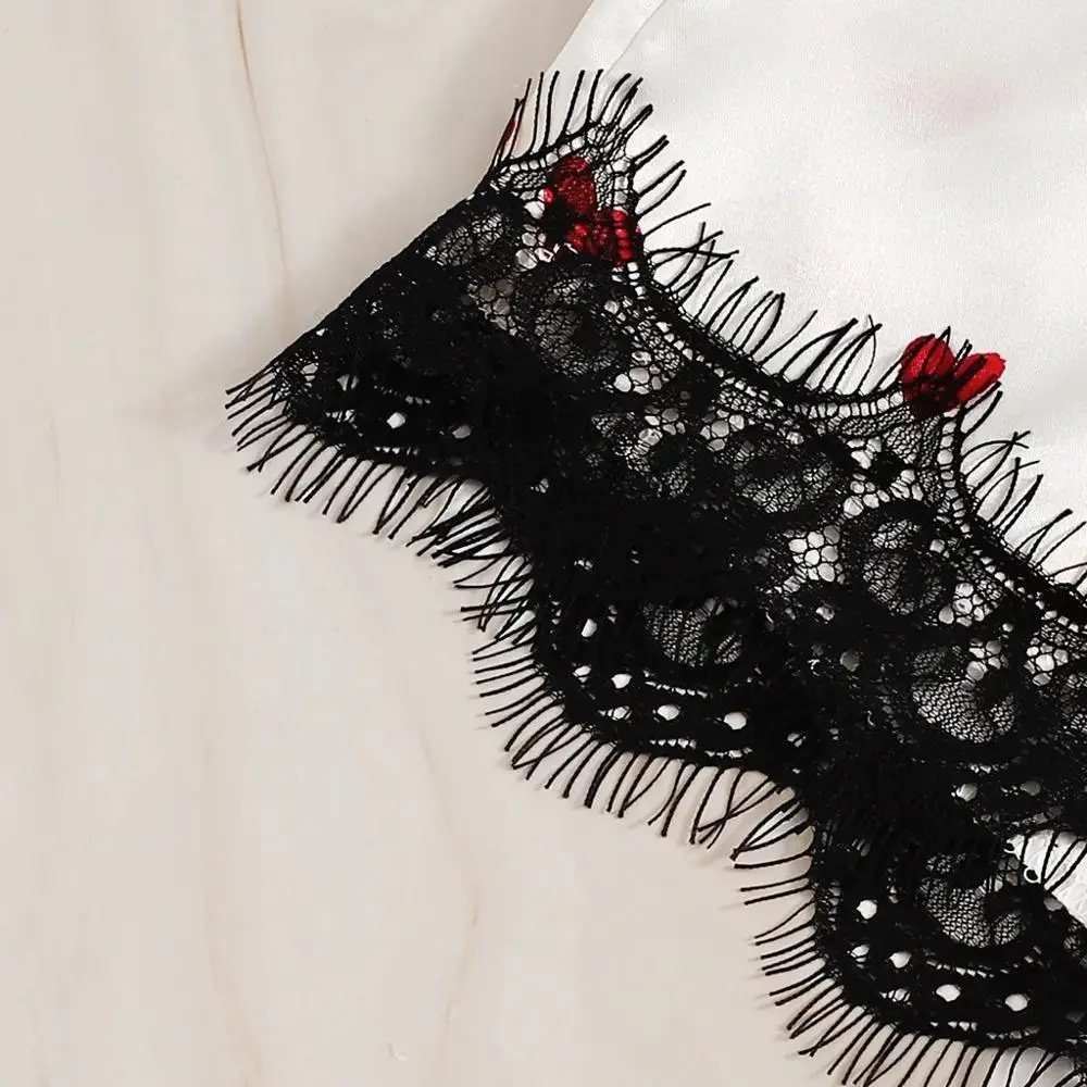 Для женщин с v образным вырезом принтом в виде сердечек кружевная атласная ночная