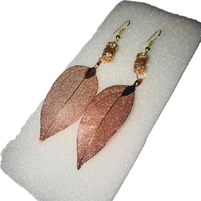 

Natural Leaf Above Processing Earrings Rose Gold