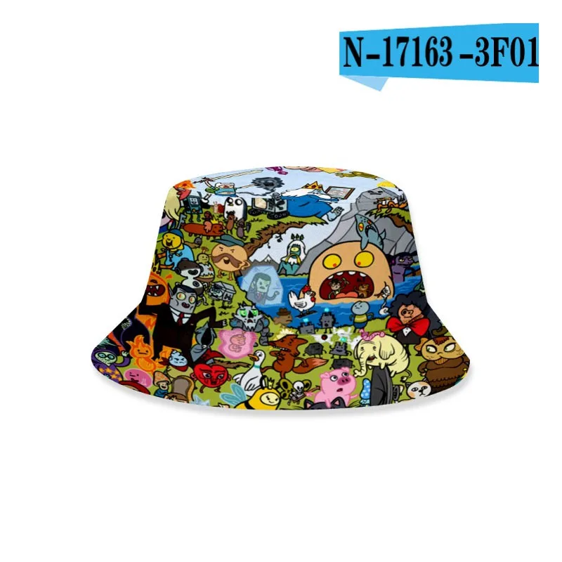 

Adventure time printing fisherman hat adult and kids spot supply Korean style basin hat for couple sun visor in summe bucket hat