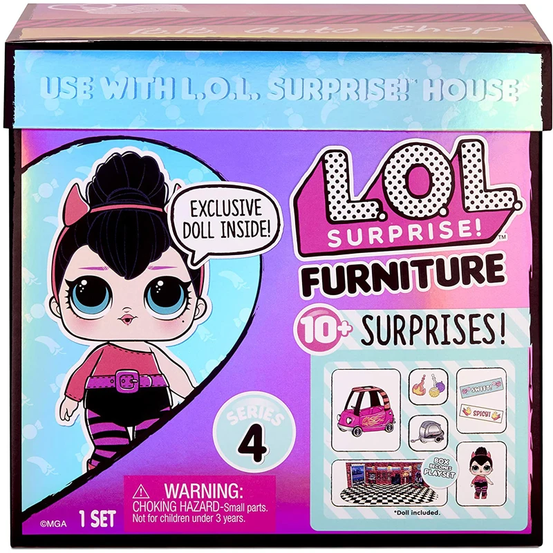 

LOL Surprise Furniture B.B. Auto Shop with Spice Doll and 10+ Surprises, Doll Car Set, Accessories