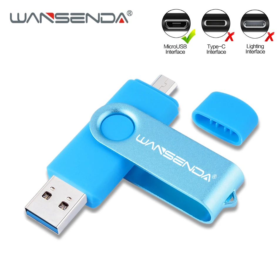 WANSENDA высокоскоростной USB флеш-накопитель OTG флеш-накопитель 32 ГБ Usb флэш-диск 64 Гб 128 ГБ 256 ГБ Usb флешка 3,0 Флешка для Android Mobile