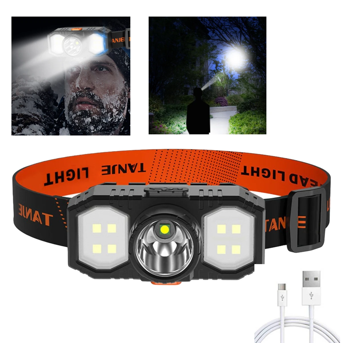 

Portable Mini XPE+COB LED Headlamp Fishing Hunting Headlight USB Rechargeable Camping Head Lamp Adjustable Head Light
