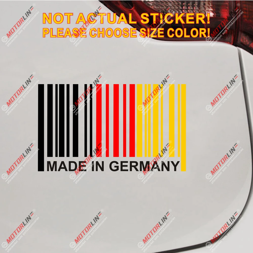 Сделано в Германии штрих код Наклейка автомобиля винил Немецкий флаг для BMW Benz